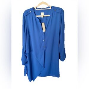Chico's Vibrant Blue tunic Blouse NWT XL
